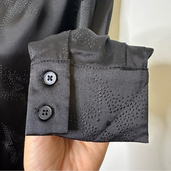 Current Air Black Long Sleeve Blouse with Textured Star Detail - Picture 8 of 9